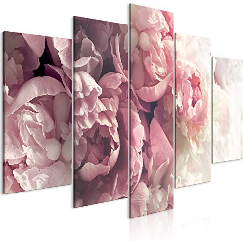 decomonkey Bilder Blumen 200x100 cm 5 Teilig Leinwandbilder Bild auf Leinwand Vlies Wandbild Kunstdruck Wanddeko Wand Wohnzimmer Wanddekoration Deko