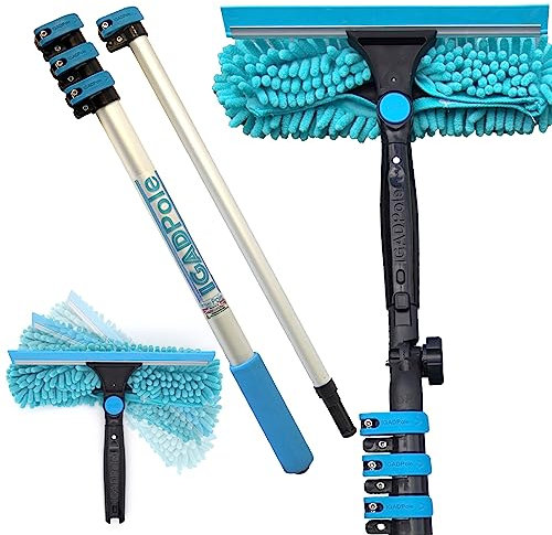 IGAD Professionelles Teleskop-Fensterreinigungsset, 1,8 m Verlängerungsstange + Stangenverlängerung und einzelnes Drehgelenk, 25 cm Fensterabzieher, Fensterreinigungswerkzeug