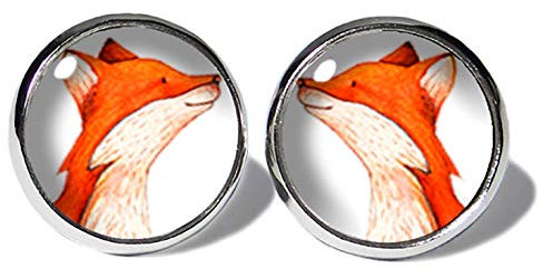Kleiner Fuchs Ohrstecker ABOUKI Damen Mädchen Kind Kinder Edelstahl Ohrschmuck Motiv Füchse Wald-Tiere handgefertigte Ohrringe silber-farben