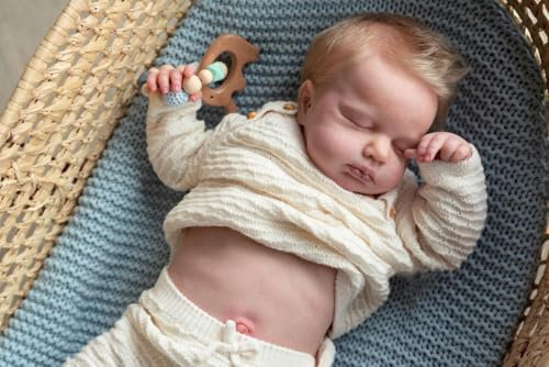 Scnbom 17inch babies reborn dolls silicone baby girls sleeping that look real life newborn toddler eyes closed lifelike boys
