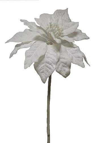 2474U Kunst-Stielblume Weihnachtsstern weiß 75cm naturgetreue Blüte