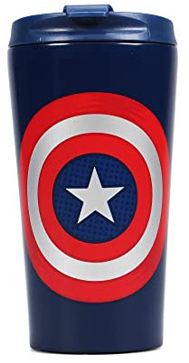 Half Moon Bay Captain America Metal Travel Mug – Shield, MUGTMV06, Blue
