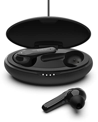 Belkin SoundForm Move True Wireless Earbuds (Bluetooth Earphones with Charging Case, Touch Controls, IPX5 Certified Sweat and Water Resistant with Deep Bass for iPhones, Androids and More) , Black