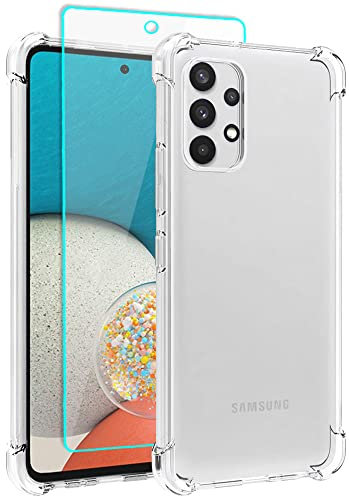 Samsung A53 Hülle, Samsung Galaxy A53 5G Hülle mit HD Schutzfolie, Dünne Transparent Stoßfest Anti-Kratzer Silikon Crystal Handyhülle für Samsung Galaxy A53 (Transparent)
