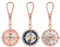 JewelryWe Blumen Uhr mit Karabiner Schlüsselanhänger: 3 Stück Damen Karabineruhr Blütenblätter Analog Quarz Taschenuhr mit Rundem Zifferblatt und Rosegold Gehäuse