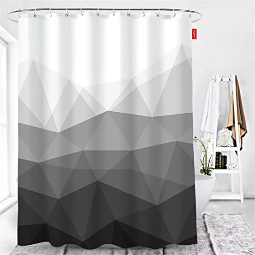 Lindong Farbverlauf Duschvorhang 240x200cm Wasserabweisend Anti-Schimmel Stoff Badezimmervorhang, Schwarz 240x200cm
