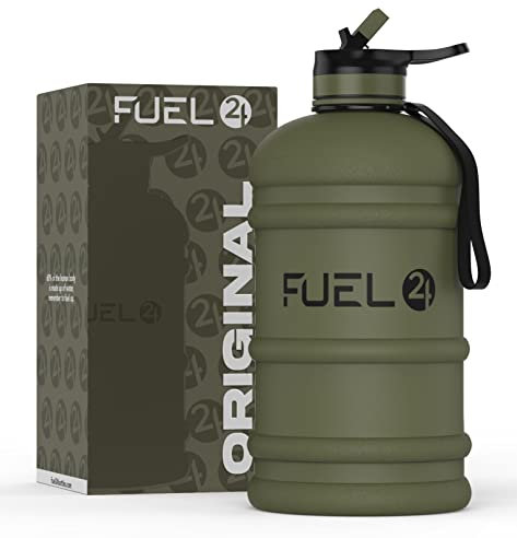 Fuel24 Jug - 2.2 Litre Water Bottle - Extra Strong Flex Material - Drop Proof, Pop or Straw Cap Options - 2.2L Large Gym Sports Bottle, BPA FREE