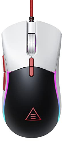 EKSA Mouse Gaming, Regolabile 12000 DPI Mouse da Gioco, 7 Pulsanti Programmabili, Regolazione del Peso, Illuminazione RGB, Copertura Posteriore Sostitutiva, Mouse da Gaming per PC/Mac (White)