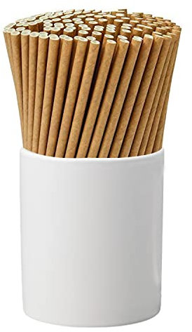 Trimming Shop Plain Paper Drinking Straws – 100% Compostable, Sturdy & Non-Soggy – Food-Safe Ink, Eco-Consious, Multi-Layered, Brown, 100 Pack