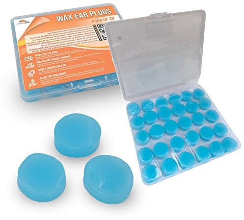 Tappo Orecchie - Tappi Orecchie in Silicone per Dormire, Nuotare - Cuffie Antirumore e Fonoassorbenti da 32db – Proteggi Udito per Viaggi, Concerti - Custodia in Plastica - Pacco da 30, Blu -Mobi Lock