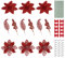ilauke 30 Stück Weihnachtsblume Künstliche, Weihnachtsstern Blumen Weihnachten Glitzer Weihnachtsbaum Deko Rot mit Beerenstiel Clip Laub für Weihnachtsblumen Baum Kränze Dekorationen Ornament