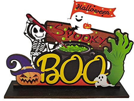 Atmosphäre Karneval Holzdeko Karneval Kürbis Fledermat-Party-Szene Tischdeko Flipcharts (C, One Size)