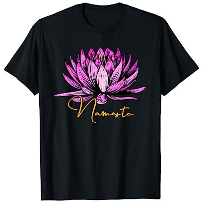 Yoga Geschenke Yoga Namaste T-Shirt, Herren & Damen, Unisex, Halbarm, Schwarz, S, Klein, EU, V-Ausschnitt, Geblümt, Yoga-Design, Baumwolle, Polyester