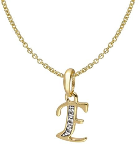 trendor Buchstaben-Anhänger E Gold 333/8K mit vergoldeter Silberkette modisches Schmuckstück aus Echtgold für Damen, tolle Geschenkidee, 41520-E-42 42 cm