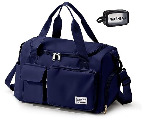 Navy Gym & Travel Duffle Bag - Carry On Weekender with Shoe Compartment