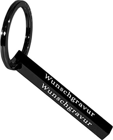 Tidero Cuboid Schlüsselanhänger mit Wunschgravur personalisiert - Gravur Wunschtext aus Edelstahl - Geschenk Weihnachten Männer Frauen - Quader personalisierbar - Schwarz (2-seitig)
