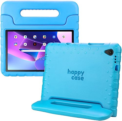 HappyCase Kinder Tablet Hülle Geeignet für Lenovo Tab M10 Plus/FHD Plus | Kinderfreundliche Hülle | Schutzhülle | Kinderhülle | mit Griff und Ständer | Blau