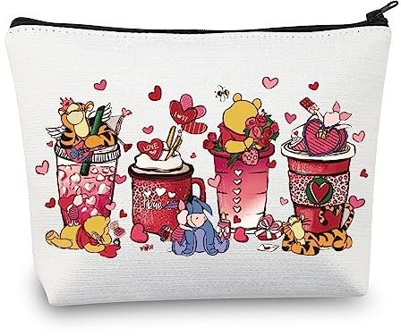 PLITI Cartoon Pooh Bear Make-up-Tasche Cartoon Bär Esel Schwein Tiger Kaffeetasse Reisetasche für BFF Freundschaft Geschenk, Milk Pooh Bear U, modisch
