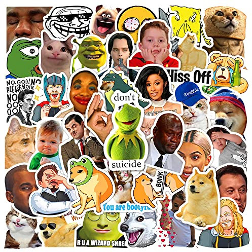 MEME Aufkleber für Laptop (50 PCS),Geschenk für Kinder Jugendliche Erwachsene Jungen,Meme Stickers Wasserdicht Vinyl Aufkleber für Scrapbook,Skateboard,Auto,Gepäck
