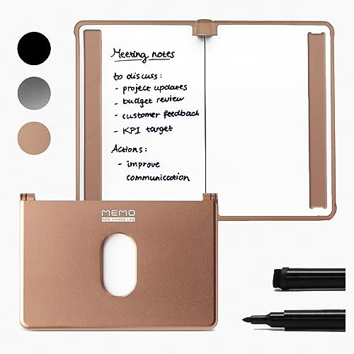 New Things Lab Memo Whiteboard-Brieftasche, innovatives Mini-Notizbuch und RFID-blockierende Aluminium-Tasche für Damen und Herren, trocken abwischbarer Notizblock mit 6 Kartenfächern, Stift und
