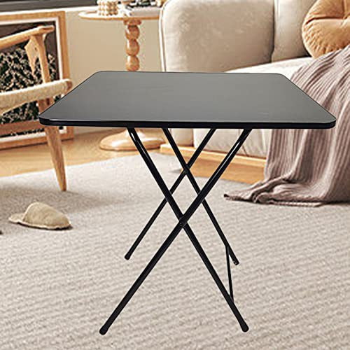 CUSROS Folding Garden Dining Table, Outdoor Square Dining Coffee Table, TV Table Trays Side Table, Camping Table Picnic Table, 4-player Card Game Table, Kitchen Dining Room Modern Full Black Table