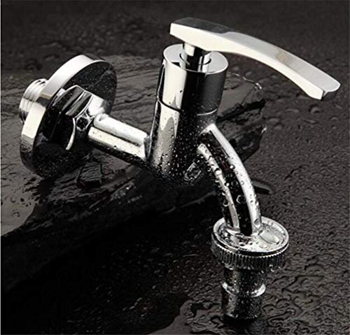 Robinet de jardin décoratif long en laiton antique - Robinet de jardin décoratif en laiton chromé - Robinet de machine à laver - Robinet d'extérieur - Robinet de jardin extérieur - Style rét