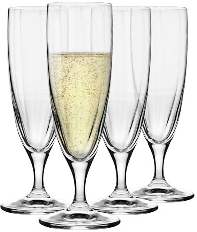 Krosno Prima Lumi Champagnergläser auf kurzem Stiel | Set von 4 | 4 x 160 ml | Crystalline | Perfekt für zu Hause, Restaurants und Partys | Bleifreies Glas | Kratzfest | Spülmaschinenfest