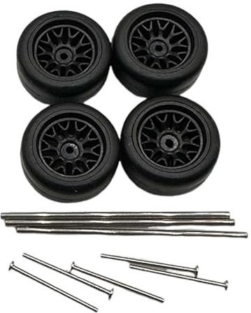 JISADER 4 Stück RC-Räder und -Reifen RC-Upgrade-Teilräder Modell-RC-Autoreifen für 1:64-Modell-LKWs, Schwarzer Stil C