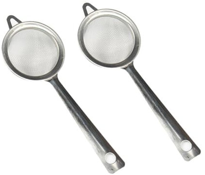LAWALEISHE 2 Pcs Tea Strainer Fine Mesh,Stainless Steel Fine Mesh Strainer Metal Sieve with Handle, Fine Mesh Strainer for Loose Tea Coffee Strainer Pasta Spaghetti