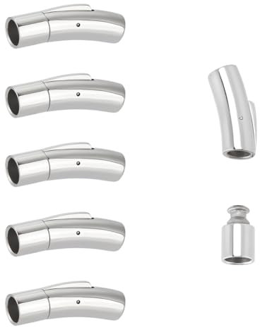 UNICRAFTALE 6 Stück Armbandverschlüsse Edelstahl Bajonettverschlüsse Säulenverschlüsse Für Lederkordeln Röhren Schmuckverschlüsse Mit Druckknopf Halskettenverschlüsse Zur Schmuckherstellung 6mm Loch