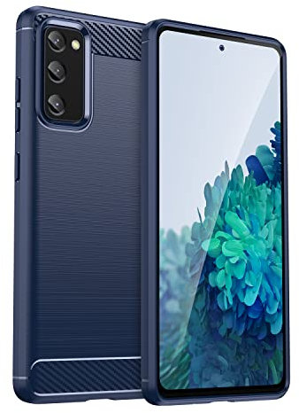 owlhold Cover per Samsung Galaxy S20 FE 5G/4G, Custodia Spazzolata e Fibra di Carbonio Morbido Silicone TPU Slim Fit Case, Antiurto, Antigraffio, Antiscivolo, Protezione Grado Militare, Blu