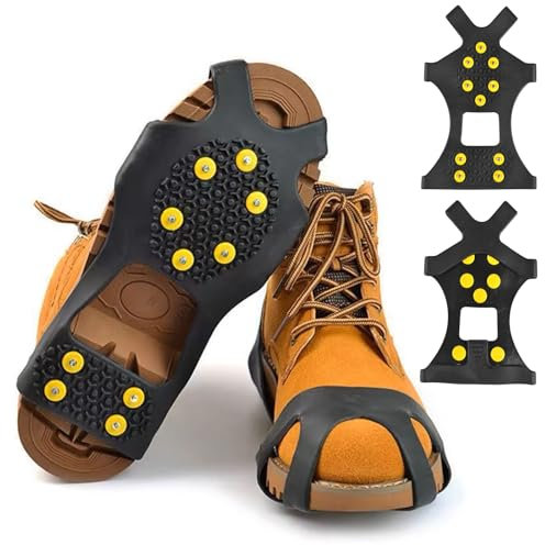 Ramponi per scarpe antiscivolo, ramponi antiscivolo scarpe punta con 10 chiodi da neve Grips, ramponi protezione per camminate escursionismo invernali,Trazione Antiscivolo su Scarpe,34-40