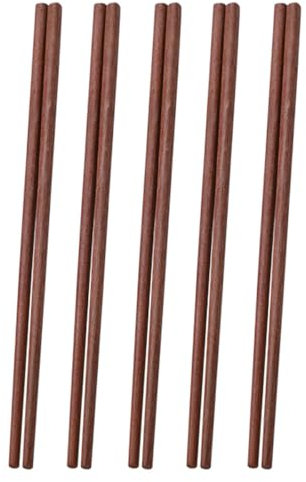 5 Pairs of NUZAMAS Chopsticks Reusable Wooden Chopsticks Chinese Style Chopsticks Traditional Chinese Wooden Extra Long Chopsticks for Hot Pot Frying Cooking Noodle 25cm
