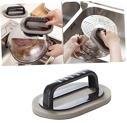 TOBBOMEY Esponja De Limpieza De Esmeril con Mango Cepillo Nano para Eliminar y Suciedad Cocina Fregaderos y Utensilios Negro