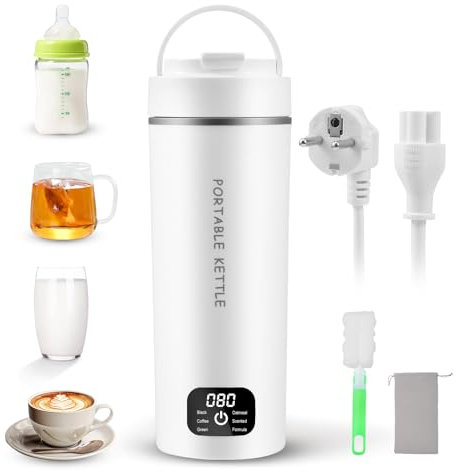 Portable Travel Kettle, 500ML Small Electric Kettle with 6 Temperature Controls and LCD Display Keep Warm Function, Fast Boil and Auto Shut Off Mug Tea, Coffee, Baby Milk, Stainless Steel Kettle