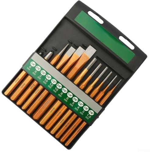 12Pcs Chisel Set for Concrete Digging Tools Includes Pointed, Flat, and Cylindrical Chisels for Masonry and Stone Work
