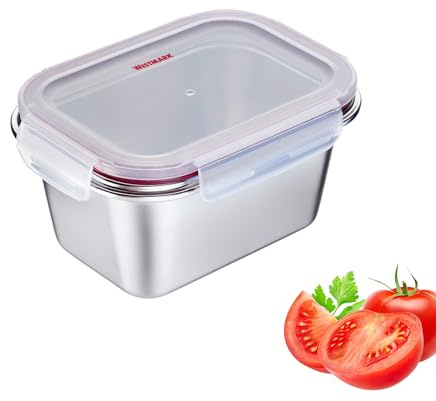 Westmark Fiambrera de Acero Inoxidable, Fiambrera a Prueba de Fugas, Apta para Microondas y Horno, Sin BPA, Caja Bento para la Escuela, el Trabajo y la Guardería, Plata, 1000 ml