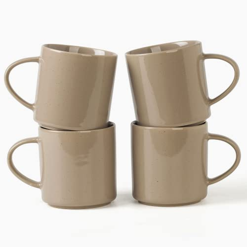 Richmount Nebula Coffee Mugs Set of 4, 12oz/340ml Stoneware Tea Cups with Large Handle for Latte/Cappuccino/Milk/Cocoa/Tea, Microwave & Dishwasher Safe, Brown