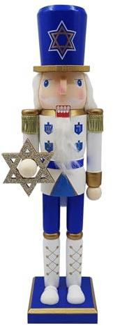 Happy Hanukkah Nutcracker, Caractéristique De Stabilité En Bois, 10x8,5x38cm, Figurines De Casse-noisette, Décoration De Vacances De Hanoukka, Affichage De Fête Festive, Pour La Table De Cheminée Du P
