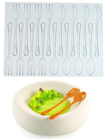 Fondant Silicone Lace Mat, Craft Printing Sugar Cake Edible Cake Molecular Kitchen Decoration Spoon and Fork