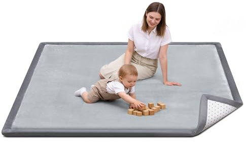Favodormir Krabbelmatte Baby 150x180x3cm,Spielmatte Baby mit Rutschfester Unterseite, Weiche Teppich Kinderzimmer Wohnzimmer,Spielteppich Kinder,Krabbeldecke,Kinderteppich für Laufgitter,Hellgrau