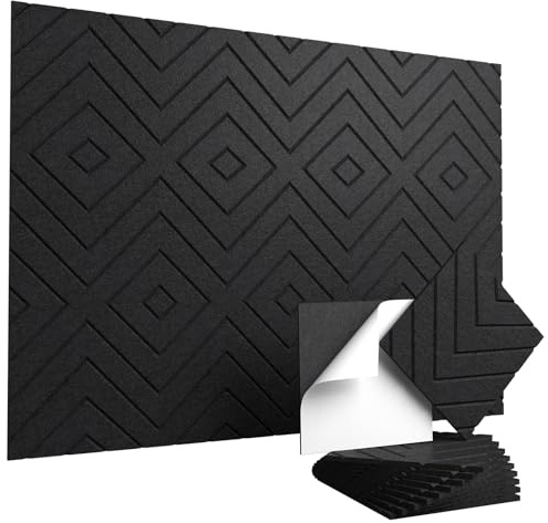 Vieshful Selbstklebende Akustikpaneele 10 Stück 30x30x1cm Schwarz | Hochdichte Schallschutzplatten, Schallabsorber Wandpaneele, Für Wand Decke Studio Homeoffice Schlafzimmer