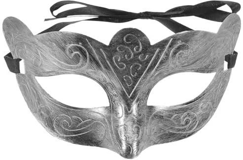 Healeved Venezianische Retro Halbmaske für Herren aus Stabilem Kunststoff Römische Antik Optik Halloween und Karnevalsmaskerade Komfortable Abendgesichtsmaske für Maskenball und Fasching