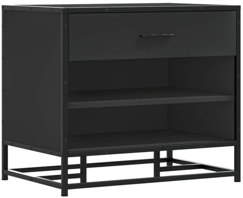 Mhdvray Schuhbank Schwarz 60x40x53,5 cm aus Holzwerkstoff und Metall mit 60 kg Belastbarkeit Modernes Design und platzsparende Aufbewahrung für Flur Wohnzimmer und Schlafzimmer