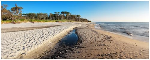 Wallario Küchenrückwand selbstklebend 115 x 50 cm, Motiv: Einsamer Strand am Meer - Blauer Himmel | Spritzschutz abwischbar & pflegeleicht