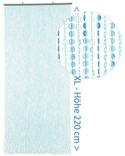 HAB & GUT -DV02432- door curtain MINI-DIAMONDS, BLUE/LIGHT BLUE, 90 x 220 cm / 35,4 x 86,61 inches, XL