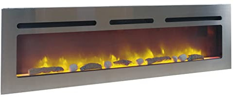 Chemin’Arte Cheminée Électrique Encastrable Brite INOX 3XL - Conçue en France - 152x17x45 cm - Garantie 2 Ans