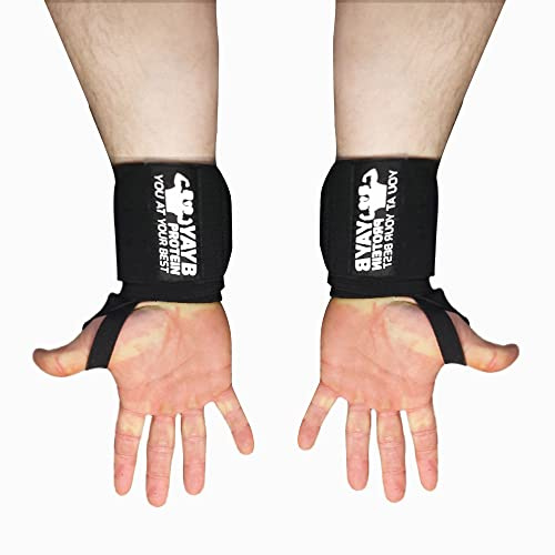 YAYB Pro Wrist Wraps (pair)-Heavy gauge 3mm For Powerlifting and Strongman For Heavy Usage- Bench press, OHP, Strongman, Wrist support