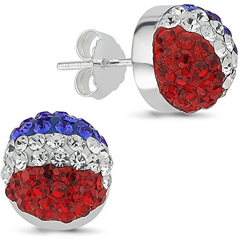 Vinani Ohrstecker unisex aus 925 Sterling Silber Frankreich Fahne Trikolore blau weiß rot Zirkonia Steine Fußball WM 2022 Ohrringe Flagge 2OFF