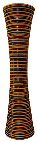 Blumenvase Holzvase Bodenvase Tischvase Dekovase für Dekoration mehrere Größe & Muster aus Mangoholz (beige schwarz 51 cm, 13 x 13 x 51 cm)